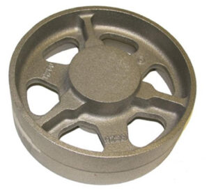 Heavy-duty cast iron flywheel with five-slot design for industrial rotary equipment and power transmission systems