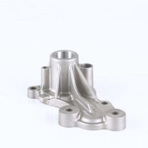 Precision aluminum die-cast automotive mounting bracket with reinforced ribs and bolt holes, manufactured by Karmayogi Engineers for high-strength engine and machinery assemblies.