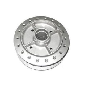 High-precision aluminum die-cast wheel hub with multi-hole flange design, engineered by Karmayogi Engineers for automotive and industrial applications requiring strength and durability.